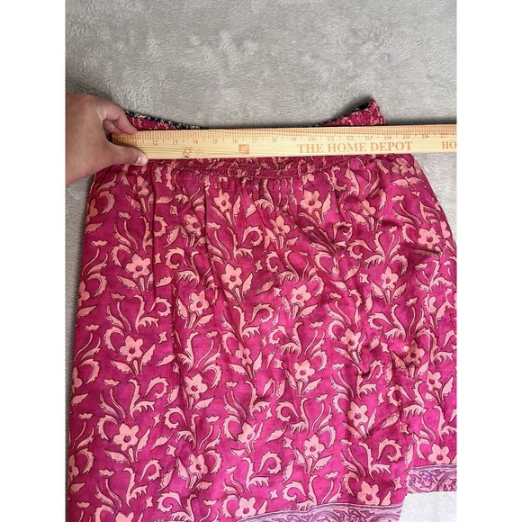 Sundance Skirt Women's Blue Pink Floral Reversible Mini Smocked Boho Medium - Picture 8 of 9